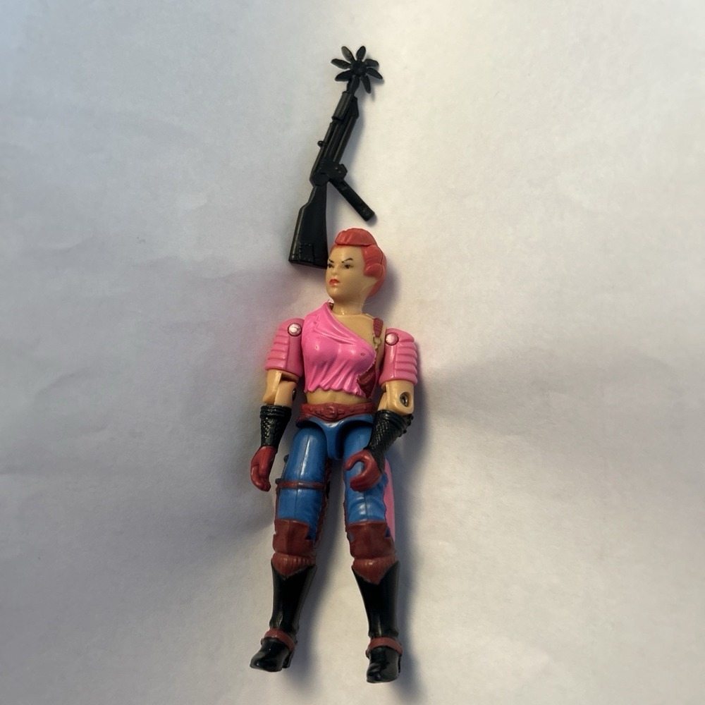 Vtg GI Joe ZARANA v1 NO EARRINGS 1986 Dreadnok Action Figure with Gun Hasbro